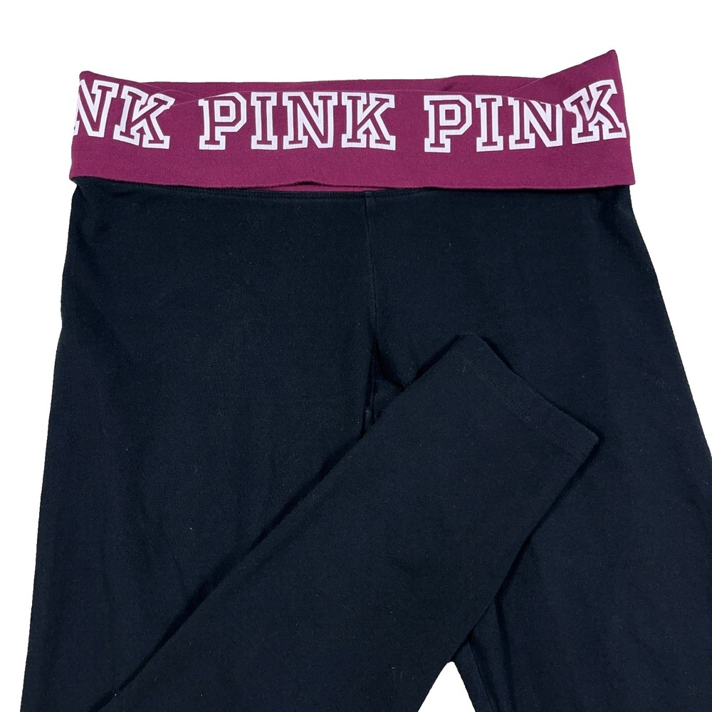 Vintage Y2K Victoria Secret PINK Yoga Pants Women Medium Fold Over Legging *‎